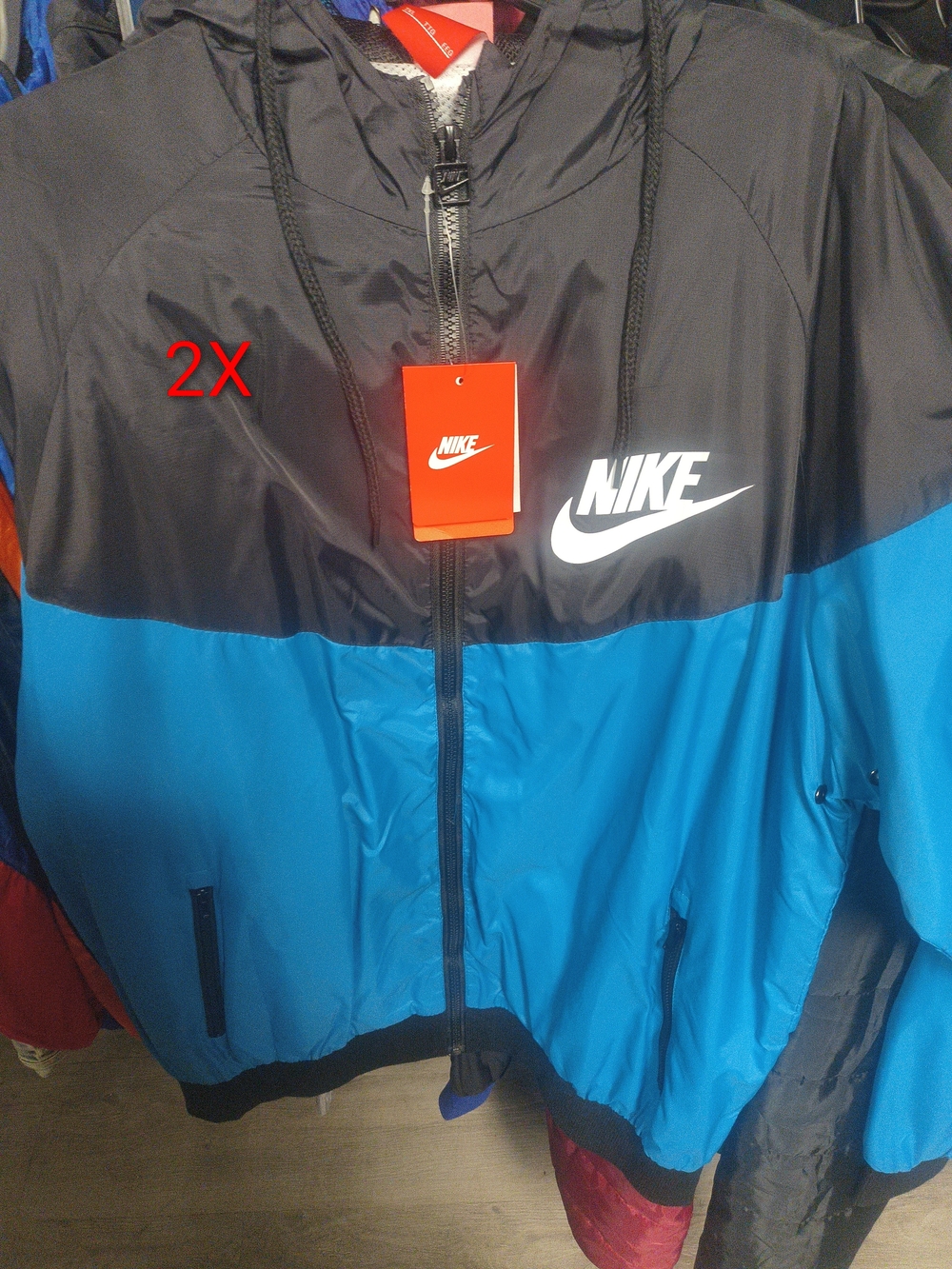 Nike Black and Blue Men's Hooded Windbreaker Jacket